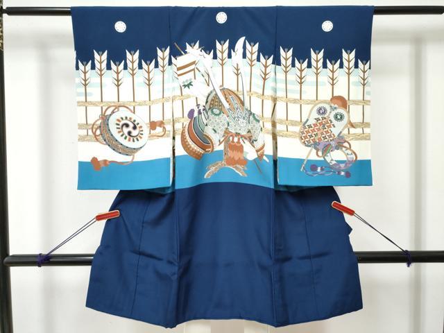 平和屋着物[]お宮参り　男の子　祝着　産着　初着　のしめ　矢羽　兜　逸品　DABE7390ma