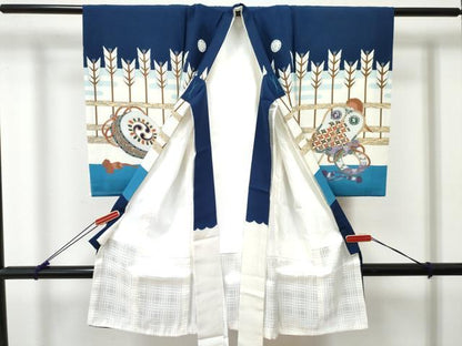 平和屋着物[]お宮参り　男の子　祝着　産着　初着　のしめ　矢羽　兜　逸品　DABE7390ma