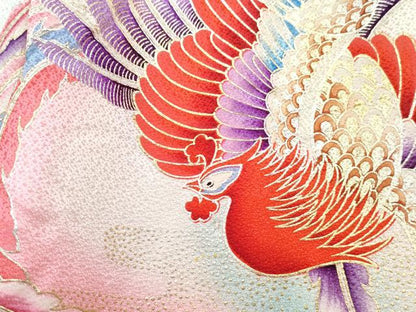 平和屋着物[]お宮参り　女の子　祝着　産着　初着　のしめ　鳳凰花文　暈し染め　金銀彩　逸品　DABE7392ma