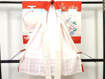 平和屋着物[]お宮参り　女の子　祝着　産着　初着　のしめ　鳳凰花文　暈し染め　金銀彩　逸品　DABE7392ma