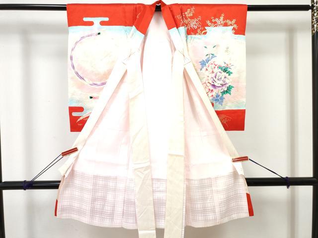 平和屋着物[]お宮参り　女の子　祝着　産着　初着　のしめ　鳳凰花文　暈し染め　金銀彩　逸品　DABE7392ma