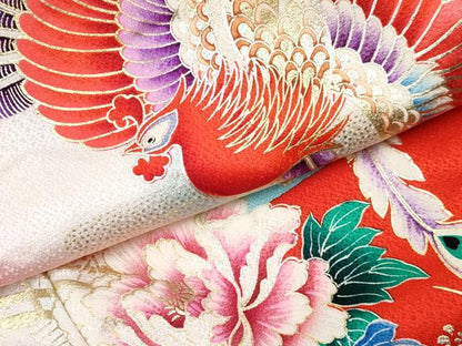 平和屋着物[]お宮参り　女の子　祝着　産着　初着　のしめ　鳳凰花文　暈し染め　金銀彩　逸品　DABE7392ma