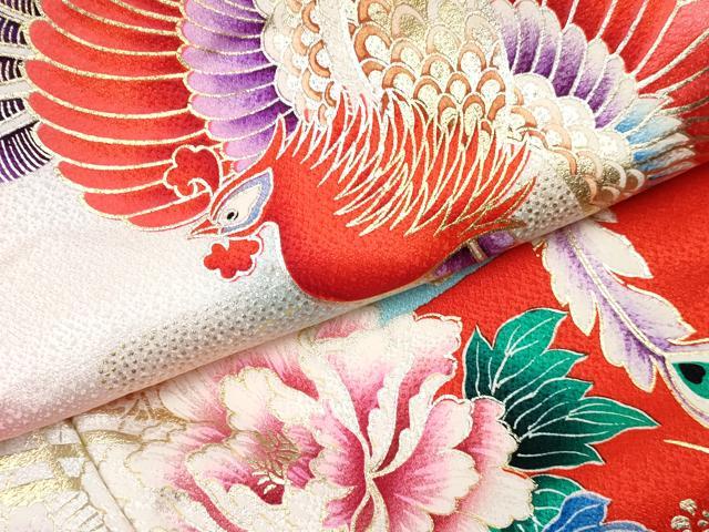 平和屋着物[]お宮参り　女の子　祝着　産着　初着　のしめ　鳳凰花文　暈し染め　金銀彩　逸品　DABE7392ma