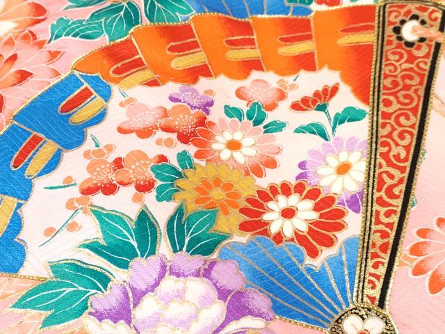 平和屋着物[]お宮参り　女の子　祝着　産着　初着　のしめ　駒刺繍　檜扇花文　暈し染め　金彩　逸品　DABE7394ma