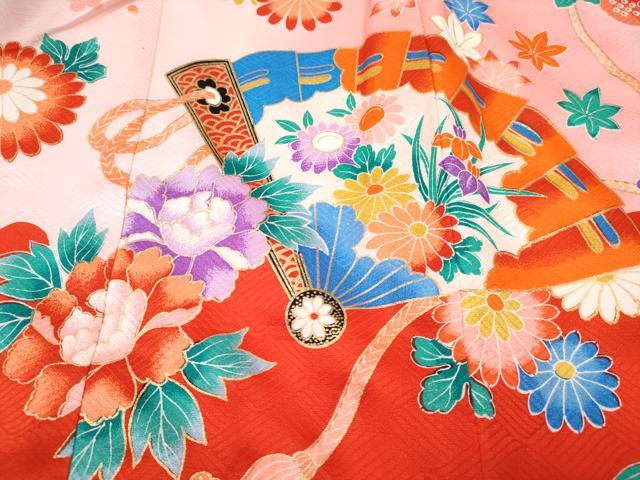 平和屋着物[]お宮参り　女の子　祝着　産着　初着　のしめ　駒刺繍　檜扇花文　暈し染め　金彩　逸品　DABE7394ma