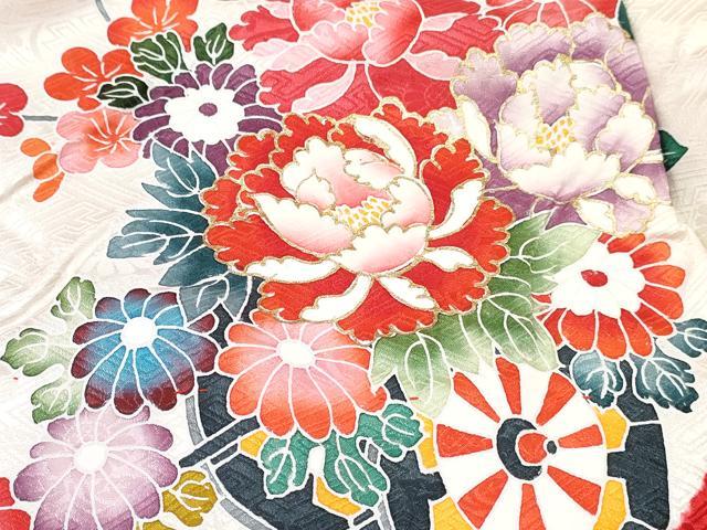 平和屋着物[]お宮参り　女の子　祝着　産着　初着　のしめ　絞り　花車文　金彩　逸品　DABE7396ma