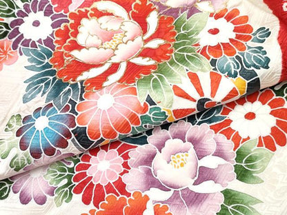 平和屋着物[]お宮参り　女の子　祝着　産着　初着　のしめ　絞り　花車文　金彩　逸品　DABE7396ma