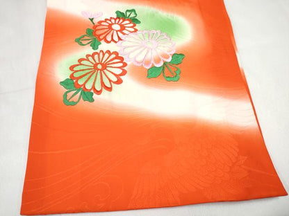 平和屋着物[]お宮参り　女の子　祝着　産着　初着　のしめ　総刺繍　花車文　暈し染め　金彩　逸品　DABE7397ma
