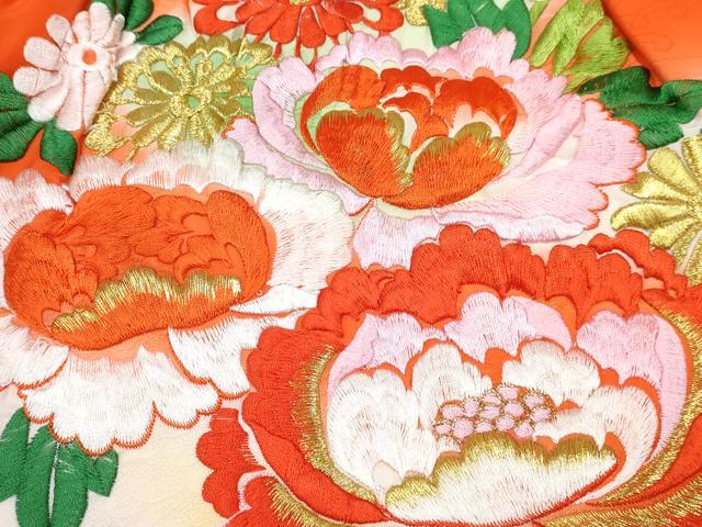 平和屋着物[]お宮参り　女の子　祝着　産着　初着　のしめ　総刺繍　花車文　暈し染め　金彩　逸品　DABE7397ma