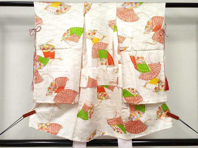 平和屋着物[]お宮参り　女の子　祝着　産着　初着　のしめ　檜扇花文　金彩　逸品　DABE7400ma