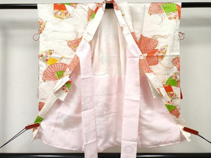 平和屋着物[]お宮参り　女の子　祝着　産着　初着　のしめ　檜扇花文　金彩　逸品　DABE7400ma