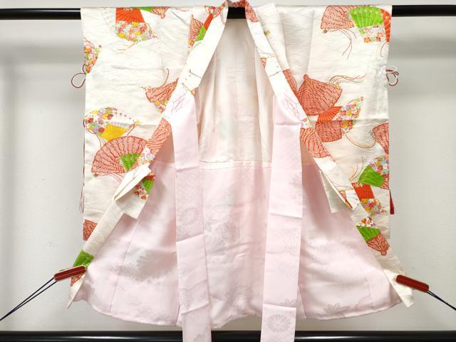 平和屋着物[]お宮参り　女の子　祝着　産着　初着　のしめ　檜扇花文　金彩　逸品　DABE7400ma