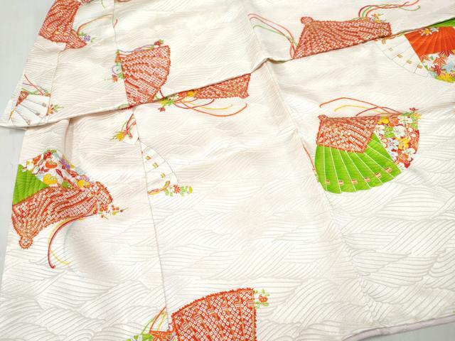 平和屋着物[]お宮参り　女の子　祝着　産着　初着　のしめ　檜扇花文　金彩　逸品　DABE7400ma