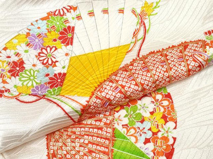 平和屋着物[]お宮参り　女の子　祝着　産着　初着　のしめ　檜扇花文　金彩　逸品　DABE7400ma