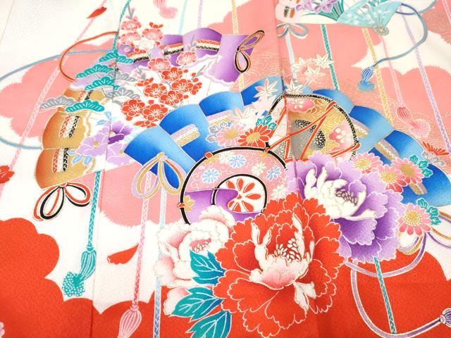 平和屋着物[]お宮参り　女の子　祝着　産着　初着　のしめ　檜扇花文　金彩　逸品　DABE7402ma