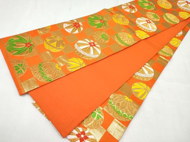 平和屋着物[]女の子　子供　全通柄袋帯　鞠花文　金糸　逸品　DABE7409ma