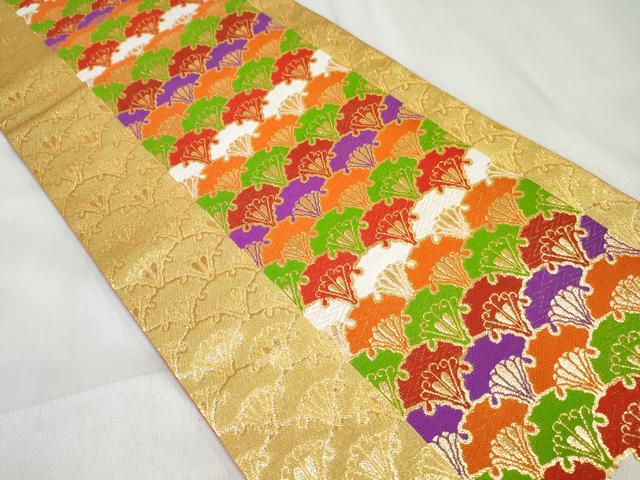 平和屋着物[]女の子　子供　全通柄袋帯　雪芝花青海波　金糸　逸品　DABE7415ma