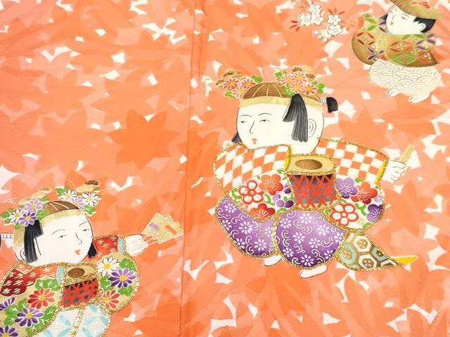 平和屋着物∵女の子　十三参り　子供　祝着　駒刺繍　唐子遊び　金彩　逸品　DABE7427ma