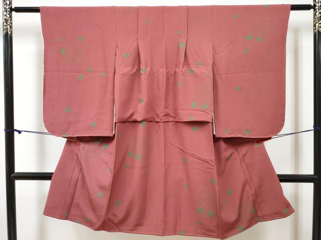 平和屋着物[]七五三　女の子　３歳　祝着　三つ身　糸車花文　逸品　DABE7430ma