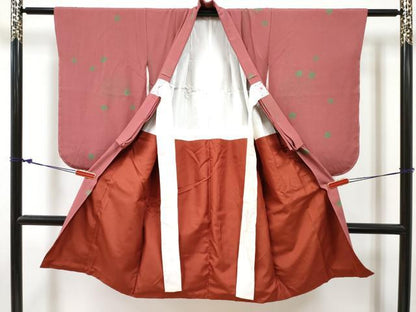 平和屋着物[]七五三　女の子　３歳　祝着　三つ身　糸車花文　逸品　DABE7430ma