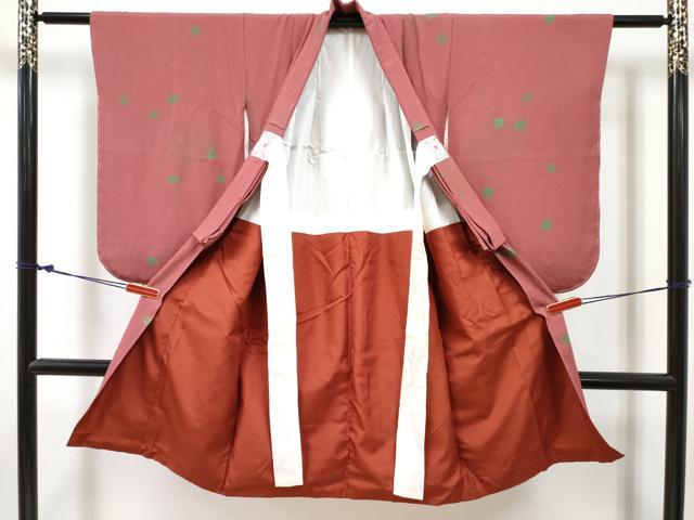 平和屋着物[]七五三　女の子　３歳　祝着　三つ身　糸車花文　逸品　DABE7430ma