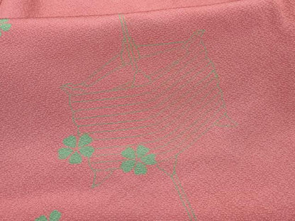 平和屋着物[]七五三　女の子　３歳　祝着　三つ身　糸車花文　逸品　DABE7430ma