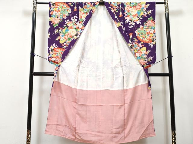 平和屋着物∵女の子　十三参り　子供　祝着　檜扇鞠花文　逸品　DABE7432ma