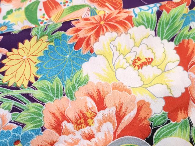 平和屋着物∵女の子　十三参り　子供　祝着　檜扇鞠花文　逸品　DABE7432ma