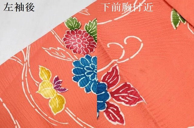 平和屋着物∵女の子　十三参り　子供　祝着　型染　流水花文　逸品　DABE7433ma