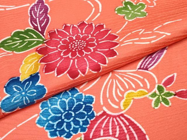 平和屋着物∵女の子　十三参り　子供　祝着　型染　流水花文　逸品　DABE7433ma