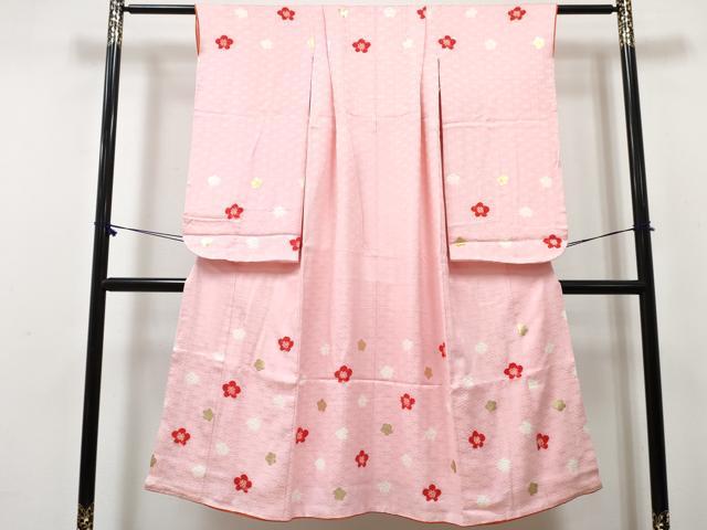 平和屋着物[]七五三　女の子　７歳　祝着　四つ身　絞り　舞花文　金彩　逸品　DABE7439ma