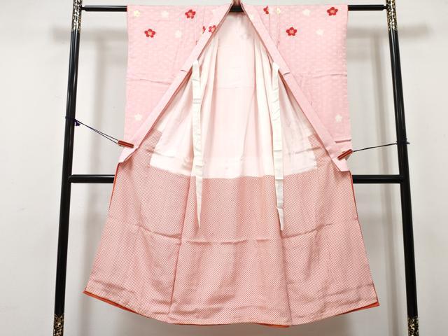 平和屋着物[]七五三　女の子　７歳　祝着　四つ身　絞り　舞花文　金彩　逸品　DABE7439ma
