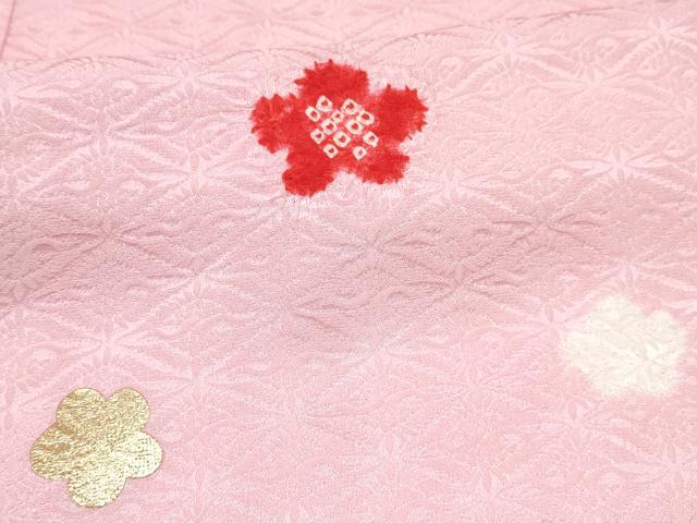 平和屋着物[]七五三　女の子　７歳　祝着　四つ身　絞り　舞花文　金彩　逸品　DABE7439ma