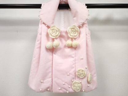 平和屋着物[]七五三　女の子　３歳　祝着　三つ身　被布セット　花兎　動物花文　DABE7443ma