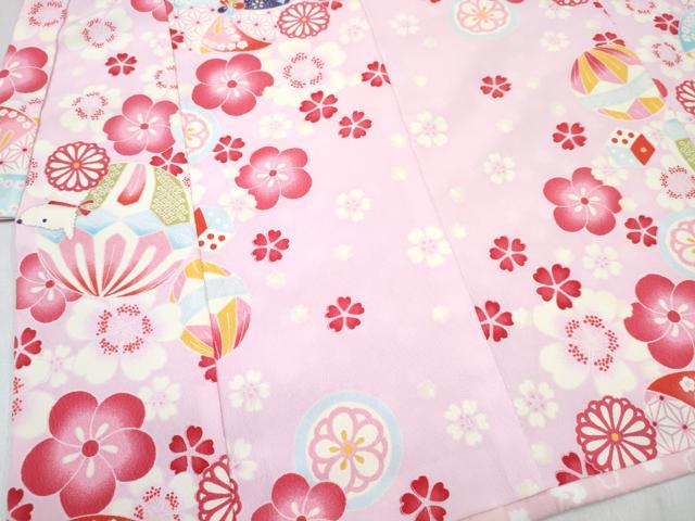 平和屋着物[]七五三　女の子　３歳　祝着　三つ身　被布セット　花兎　動物花文　DABE7444ma
