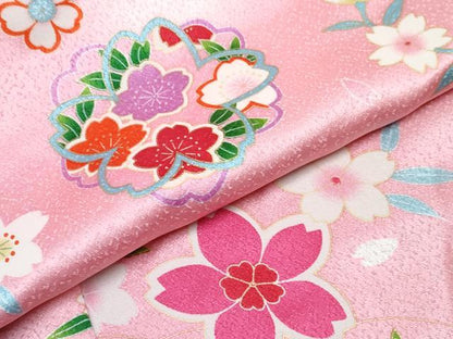 平和屋着物[]七五三　女の子　３歳　祝着　三つ身　被布セット　舞桜文　暈し染め　逸品　DABE7446ma
