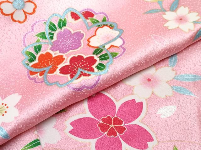 平和屋着物[]七五三　女の子　３歳　祝着　三つ身　被布セット　舞桜文　暈し染め　逸品　DABE7446ma
