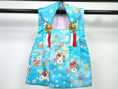 平和屋着物[]七五三　女の子　３歳　祝着　三つ身　被布セット　鞠花文　暈し染め　金彩　洗える着物　DABE7448ma
