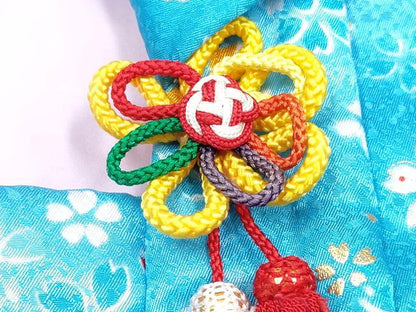 平和屋着物[]七五三　女の子　３歳　祝着　三つ身　被布セット　鞠花文　暈し染め　金彩　洗える着物　DABE7448ma