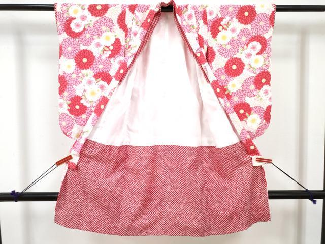 平和屋着物[]七五三　女の子　３歳　祝着　三つ身　被布セット　菊文　DABE7449ma