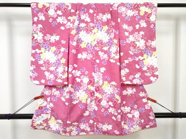 平和屋着物[]七五三　女の子　３歳　祝着　三つ身　被布セット　舞花文　金彩　DABE7450ma