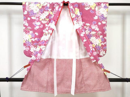 平和屋着物[]七五三　女の子　３歳　祝着　三つ身　被布セット　舞花文　金彩　DABE7450ma