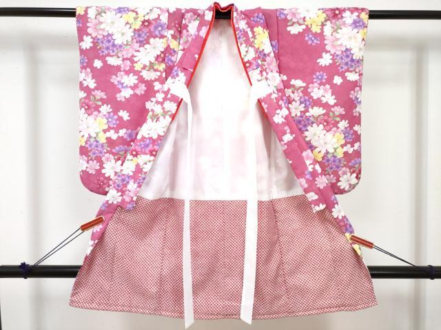 平和屋着物[]七五三　女の子　３歳　祝着　三つ身　被布セット　舞花文　金彩　DABE7450ma