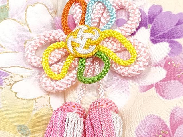 平和屋着物[]七五三　女の子　３歳　祝着　三つ身　被布セット　舞花文　金彩　DABE7450ma