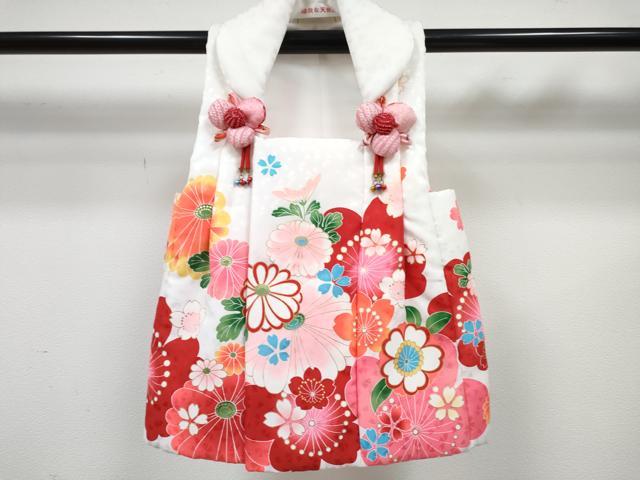 平和屋着物[]七五三　女の子　３歳　祝着　三つ身　被布セット　舞桜文　黒地　暈し染め　金彩　DABE7453ma