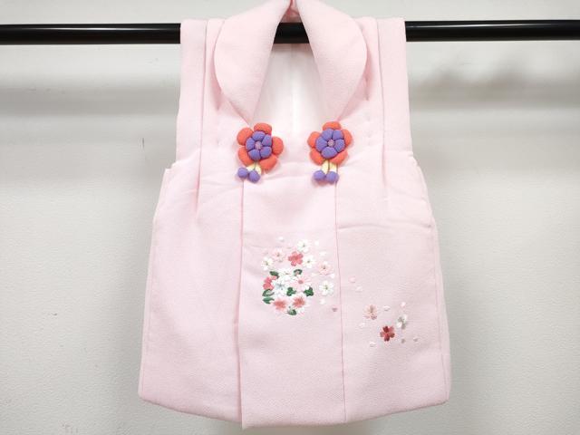 平和屋着物[]七五三　女の子　３歳　祝着　三つ身　被布セット　花兎　動物花文　DABE7458ma