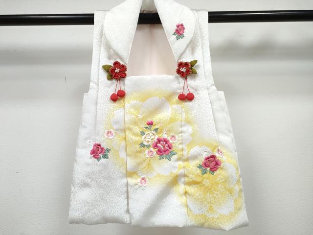 平和屋着物[]七五三　女の子　３歳　祝着　三つ身　被布セット　花丸文　暈し染め　金彩　洗える着物　DABE7459ma