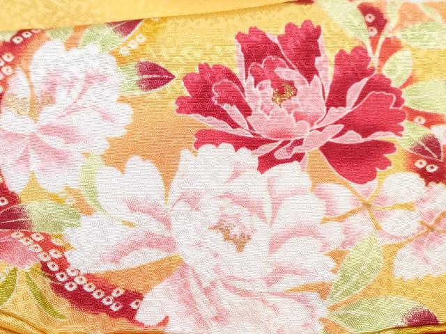 平和屋着物[]七五三　女の子　３歳　祝着　三つ身　被布セット　花丸文　暈し染め　金彩　洗える着物　DABE7459ma
