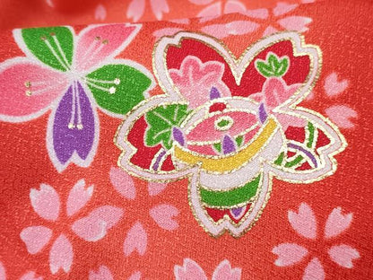 平和屋着物[]七五三　女の子　子供　被布　糸車文　暈し染め　金彩　DABE7464ma