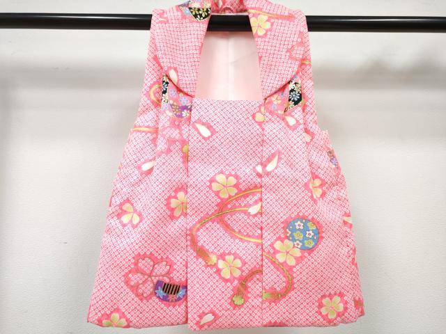 平和屋着物[]七五三　女の子　子供　被布　櫛　花丸文　金彩　DABE7464ma